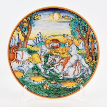 Italian wall plate Knights handmade by Francesca Niccacci in Deruta