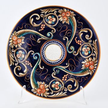 Italian Geometric wall plate handmade by Francesca Niccacci in Deruta