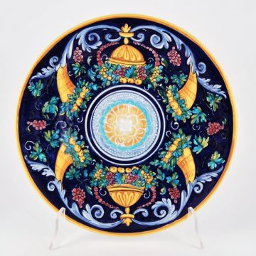 Italian Geometric wall plate handmade by Francesca Niccacci in Deruta