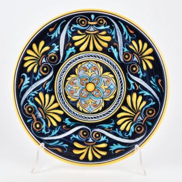 Italian Geometric wall plate handmade by Francesca Niccacci in Deruta