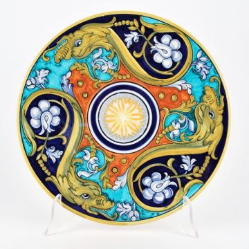 Italian Geometric wall plate handmade by Francesca Niccacci in Deruta