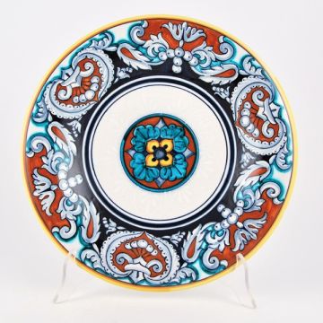 Italian Geometric wall plate handmade by Francesca Niccacci in Deruta