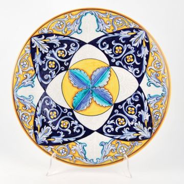 Italian Geometric wall plate handmade by Francesca Niccacci in Deruta