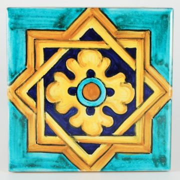 Italian tile VD18 handmade by Francesca Niccacci in Deruta