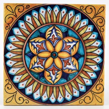 Italian tile VD27 handmade by Francesca Niccacci in Deruta