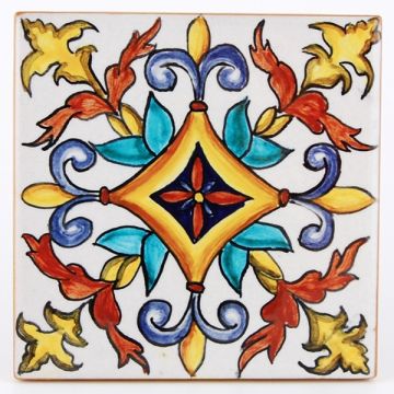 Italian tile VD35 handmade by Francesca Niccacci in Deruta