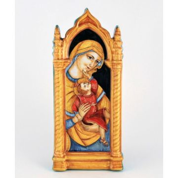Italian wall hanging Madonna and Child handmade by Francesca Niccacci in Deruta