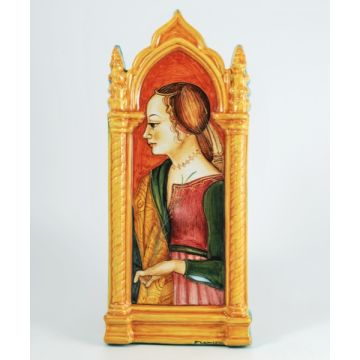 Italian wall hanging Lady Portrait handmade by Francesca Niccacci in Deruta