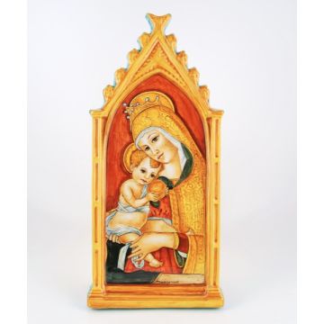Italian wall hanging Madonna and Child handmade by Francesca Niccacci in Deruta