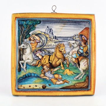 Italian wall hanging Knights handmade by Francesca Niccacci in Deruta