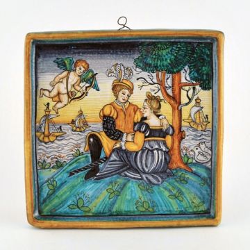 Italian wall hanging Lovers handmade by Francesca Niccacci in Deruta