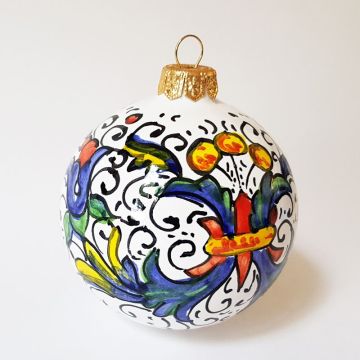 Italian Christmas ball ornament Ricco Deruta handmade by Francesca Niccacci in Deruta