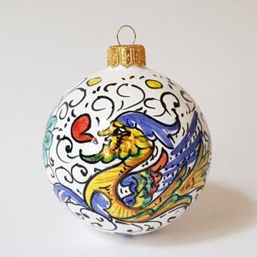 Italian Christmas ball ornament Raffaellesco handmade by Francesca Niccacci in Deruta