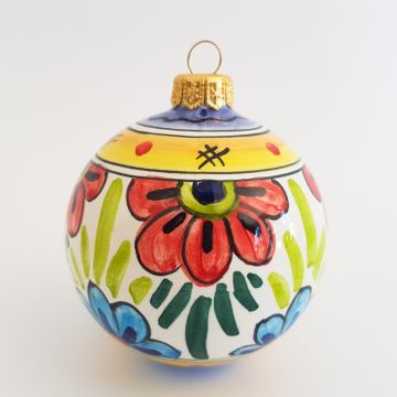 Italian Christmas ball ornament handmade by Francesca Niccacci in Deruta, Italy