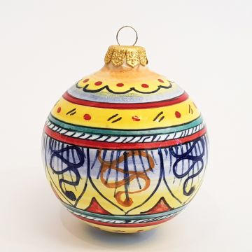 Italian Christmas ball ornament handmade by Francesca Niccacci in Deruta, Italy