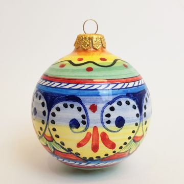Italian Christmas ball ornament handmade by Francesca Niccacci in Deruta, Italy