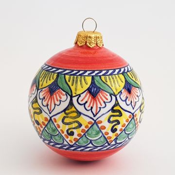 Italian Christmas ball ornament handmade by Francesca Niccacci in Deruta, Italy