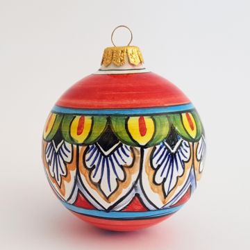 Italian Christmas ball ornament handmade by Francesca Niccacci in Deruta, Italy