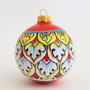 Italian Christmas ball ornament handmade by Francesca Niccacci in Deruta, Italy