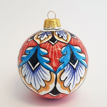 Italian Christmas ball ornament handmade by Francesca Niccacci in Deruta, Italy