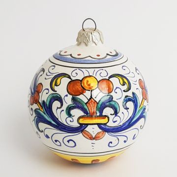 Italian Christmas ball ornament handmade by Francesca Niccacci in Deruta, Italy