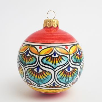 Italian Christmas ball ornament handmade by Francesca Niccacci in Deruta, Italy