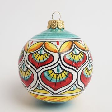 Italian Christmas ball ornament handmade by Francesca Niccacci in Deruta, Italy