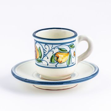 Italian espresso cup and saucer from the Venezia collection handmade by Ceramiche Rampini in Gubbio, Italy