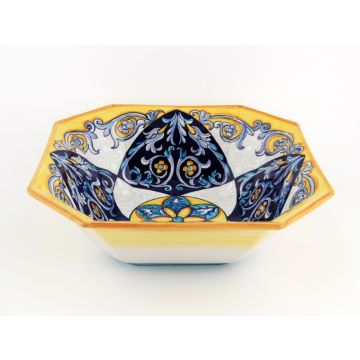 Italian octagonal serving bowl Ventaglio from the Ottagonali Collection handmade by Francesca Niccacci in Deruta