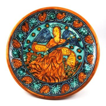 Italian wall plate handmade in Mantua using the traditional sgraffito method
