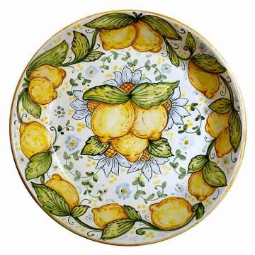 Italian wall plate Lemons hand-painted by Ghenos in Messina