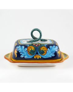 Italian butter dish from the Geometrico 38E Collection handmade by Eugenio Ricciarelli - Deruta, Rapallo, Amalfi