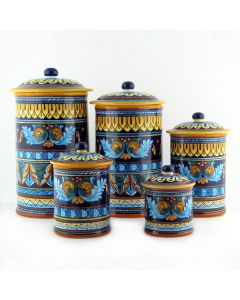 Italian canister from the Geometrico 38E Collection handmade by Eugenio Ricciarelli - Deruta, Rapallo, Amalfi