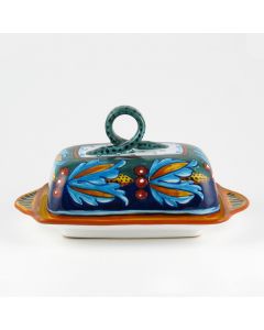 Italian butter dish from the Geometrico 39E Collection handmade by Eugenio Ricciarelli - Deruta, Rapallo, Amalfi