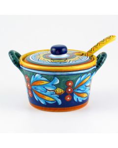 Italian cheese jar from the Geometrico 39E Collection handmade by Eugenio Ricciarelli - Deruta, Rapallo, Amalfi