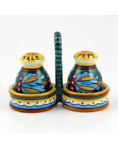 Italian salt and pepper shakers set from the Geometrico 39E Collection handmade by Eugenio Ricciarelli - Deruta, Rapallo, Amalfi