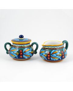 Italian creamer & sugar set from the Geometrico 39E Collection handmade by Eugenio Ricciarelli - Deruta, Rapallo, Amalfi