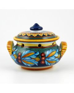 Italian garlic jar from the Geometrico 39E Collection handmade by Eugenio Ricciarelli - Deruta, Rapallo, Amalfi