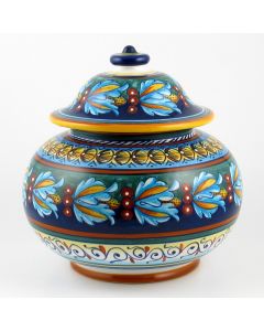 Italian cookie jar from the Geometrico 39E Collection handmade by Eugenio Ricciarelli - Deruta, Rapallo, Amalfi