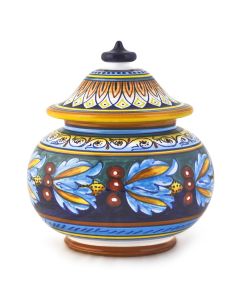 Italian cookie jar from the Geometrico 39E Collection handmade by Eugenio Ricciarelli - Deruta, Rapallo, Amalfi