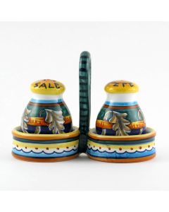 Italian salt and pepper shakers set from the Geometrico 40E Collection handmade by Eugenio Ricciarelli - Deruta, Rapallo, Amalfi