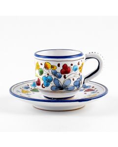 Arabesco Classico Italian espresso cup and saucer handmade by Fima in Deruta