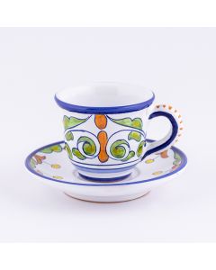 Deruta espresso cup and saucer from the Amelia collection, handmade by Antica Deruta - Italy