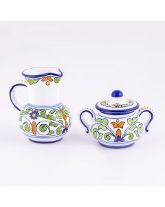 Deruta creamer & sugar set from the Amelia collection, handmade by Antica Deruta - Italy