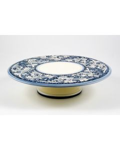 Italian cake & cheese stand from the Rinascimento Blu e Bianco collection handmade by Ceramiche Rampini in Gubbio, Italy