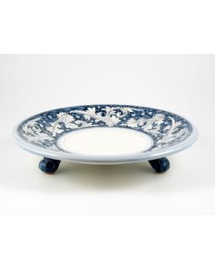 Italian fruit bowl from the Rinascimento Blu e Bianco collection handmade by Ceramiche Rampini in Gubbio, Italy