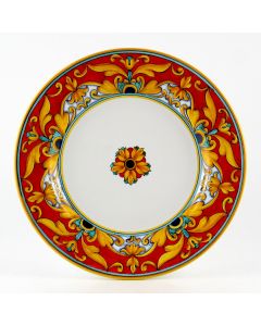 Broccato Rosso Italian charger plate handmade by Fima in Deruta