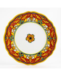 Broccato Rosso Italian dinner plate handmade by Fima in Deruta