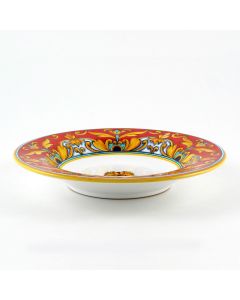 Broccato Rosso Italian pasta & soup plate handmade by Fima in Deruta