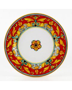 Broccato Rosso Italian salad & dessert plate handmade by Fima in Deruta